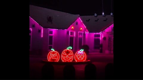 Halloween light display is set to electronic version of 'Grim Grinning Ghosts'