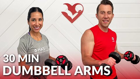 30 Min Dumbbell Arms Workout at Home - Biceps and Triceps Workout with Dumbbells & Weights Women Men