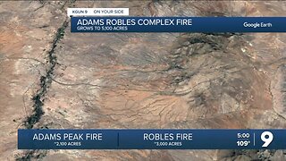 Adams Robles Complex Fire grows to 5100 acres