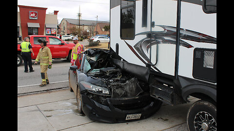 CAR SLAMS INTO BACK OF TRAVEL TRAILER, LIVINGSTON TEXAS, 12/30/22...