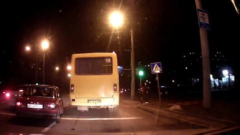 Insane driver causes accident trying to squeeze through traffic