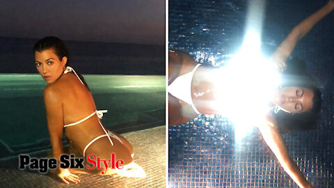 Kourtney Kardashian glows in the dark in white-hot thong bikini