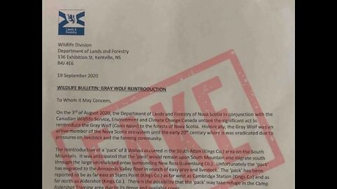 Army Apologizes For Propaganda, After Nova Scotia Residents Receive Fake Letter Warning Of Wolves!!