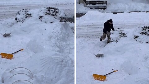 Canadian Adults Build Massive Igloo During Snow Day