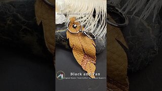 BLACK AND TAN, 4 inch, leather feather keyring