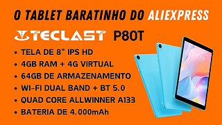 Tablet Teclast P80T 4GB/64GB Tela IPS HD 8 polegadas. Unboxing e primeiras impressões