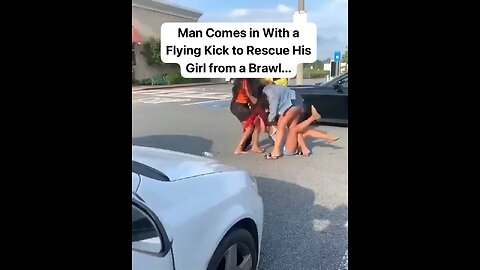 Man Comes in With a Flying Kick to Rescue His Girl from a Brawl...
