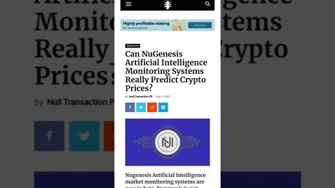 Can NuGenesis Artificial Intelligence Monitoring Systems Really Predict Crypto Prices? #cryptomash