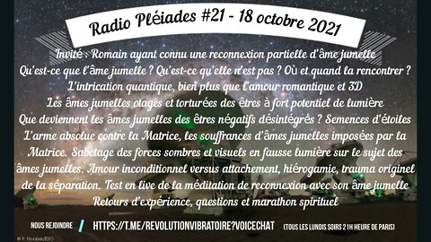 Radio Pléiades #21 - Les âmes jumelles - 18 octobre 2021