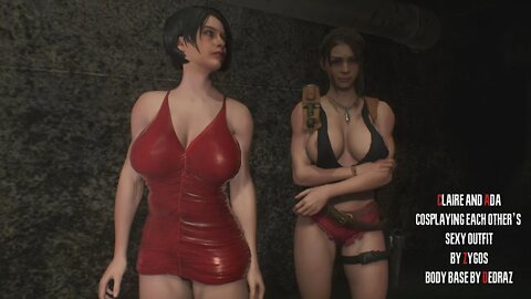 Resident Evil 2 Remake Claire & Ada cosplaying each other's outfit mod