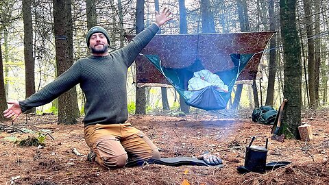 Solo Hammock Camping in Winter | One Pot Campfire Cooking