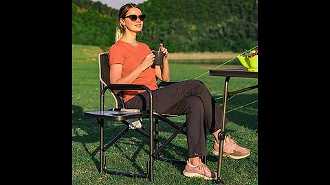Timber Ridge Director's Chair Folding Aluminum Camping Portable Lightweight Chair Supports 300l...