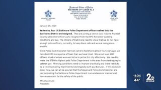 Baltimore FOP letter says there aren't enough officers to keep people safe