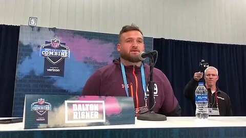 Dalton Risner talks to the media at the 2019 NFL Scouting Combine