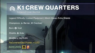Destiny 2 Legend Lost Sector: The Moon - K1 Crew Quarters 8-30-21