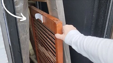 He rescued a shutter for this GENIUS entryway organizing idea!