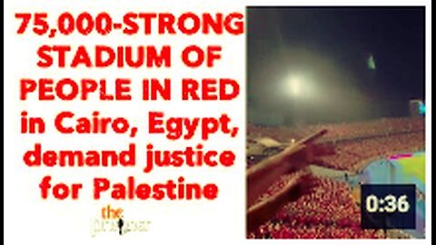 75,000-STRONG STADIUM OF PEOPLE IN RED in Cairo, Egypt, demand justice for Palestine