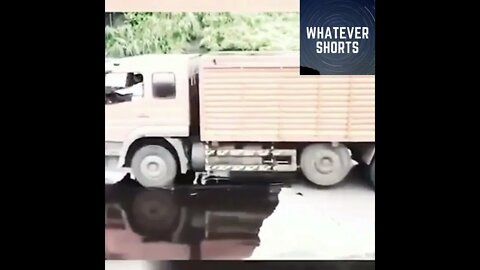Truck attempts to drive through oil spill #shorts #truck #oil #vehicle