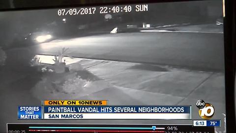 Paintball vandal hits several neighborhoods