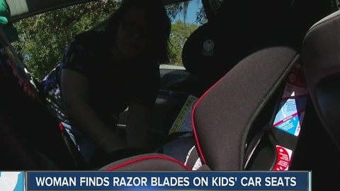 Mom says someone put razor blades on car seat