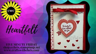 Heartfelt A2 Card using Stampin' Up! products for Five Minute Friday