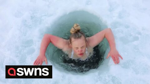 Finnish girl goes viral for jumping into lakes in a swimming costume in temperatures of -20°C