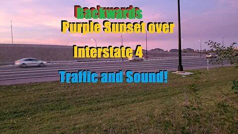 Backwards Traffic and Sound with a purple sunset over I-4 in Orlando, FL