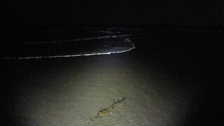 Catching a nice wake behind a cargo ship - see tons of water being shoved on shore