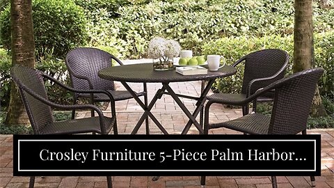 Crosley Furniture 5-Piece Palm Harbor Outdoor Wicker High Dining Set with Table and Four Stools