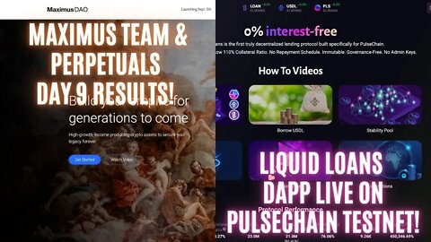 Maximus TEAM & Perpetuals Day 9 Results! Liquid Loans Dapp Live On Pulsechain Testnet!
