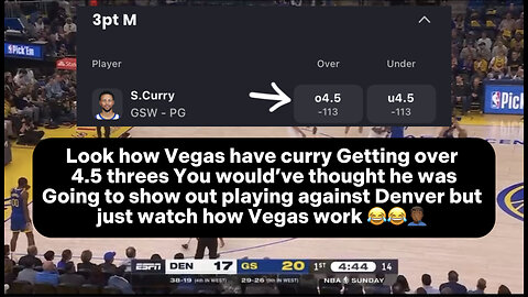 Rigged Stephen Curry three points props vs Denver Nuggets | he’s a Vegas puppet !!