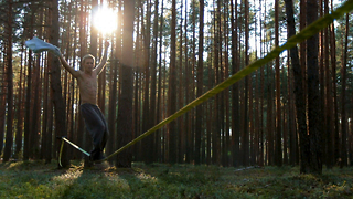 Slackline Strippers' Unique Trick