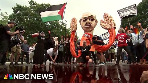 Protesters pour 'blood' near White House ahead of Biden's meeting with Netanyahu