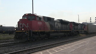 CN 8009 & CN 8904 Engines Manifest Train Eastbound In Ontario