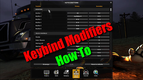Keybind Modifiers American Truck & Euro Truck Simulator 2 V1.49