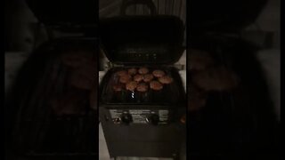 BBQing burgers in the winter