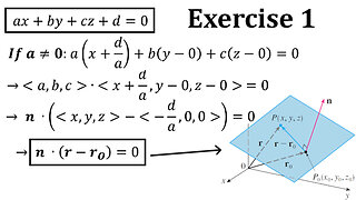 Exercise 1: If a, b, and c are not all zero then ax + by + cz + d = 0 is a plane