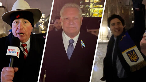 Justin Trudeau and Premier Ford dodge questions at pro-Ukraine rally at Nathan Phillips Square