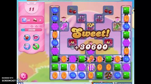 Candy Crush Level 1942 Audio Talkthorugh, 1 Star 0 Boosters