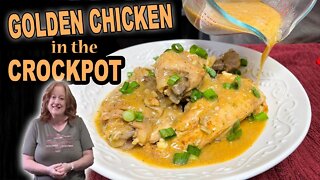 GOLDEN CHICKEN in the CROCKPOT, 5 INGREDIENT CHICKEN & GRAVY DINNER