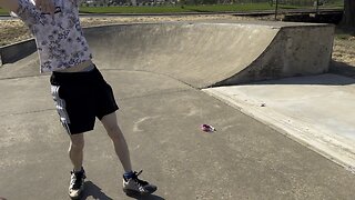 Blooper of Yung Alone Falling Off Longboard At Skate Park