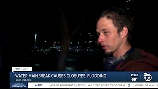 Water main break causes closures, flooding