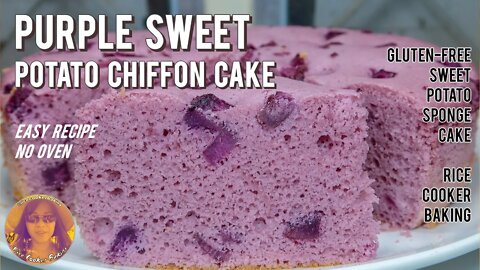 Purple Sweet Potato Chiffon Cake Recipe | No Oven Easy Recipe | EASY RICE COOKER CAKE RECIPES