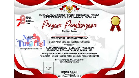 Free Template Piagam PASKIBRA Kecamatan HUT RI Ke-78 Tahun 2023