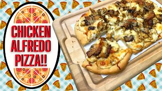 CHICKEN ALFREDO PIZZA!! QUICK DINNER OR LUNCH IDEA!!