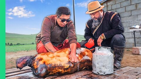 Whole Goat Cooked In Its Own Body!! Bizarre Food of Asia!!