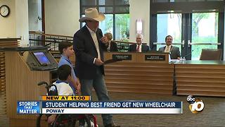 Student helping best friend get new wheelchair