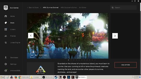 2020 Epic games store ARK survival free for week