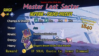 Destiny 2 Master Lost Sector: Neptune - Gilded Precept on my Arc Hunter 2-9-24