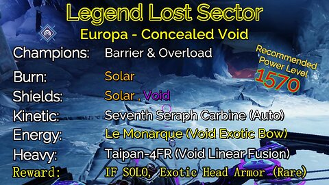 Destiny 2 Legend Lost Sector: Europa - Concealed Void on my Warlock 11-19-22